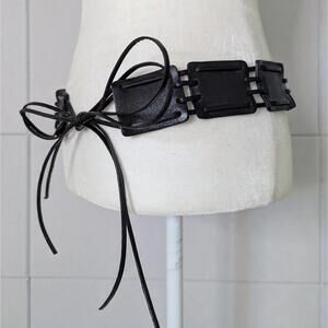 Vintage y2k Express leather cutout square link wraparound tie belt
